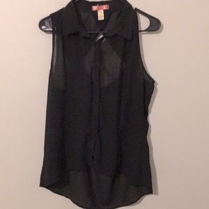 Sheer black tank top with open back